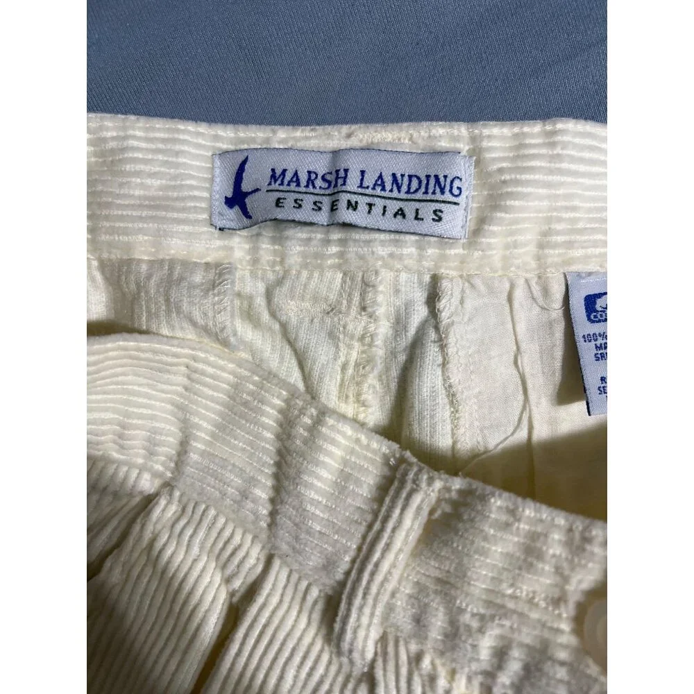 Marsh Landing Essentials Womens Corduroy‎ Pants Size 12 Cream High Waist Cotton